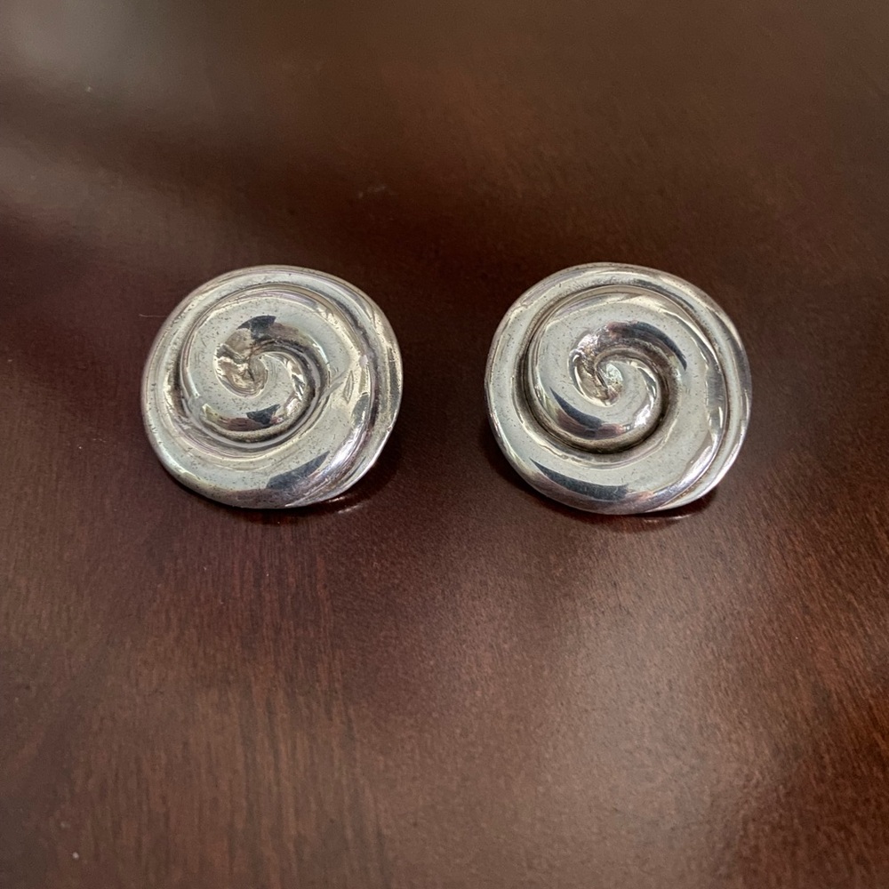 Silver Swirl Clip Earrings